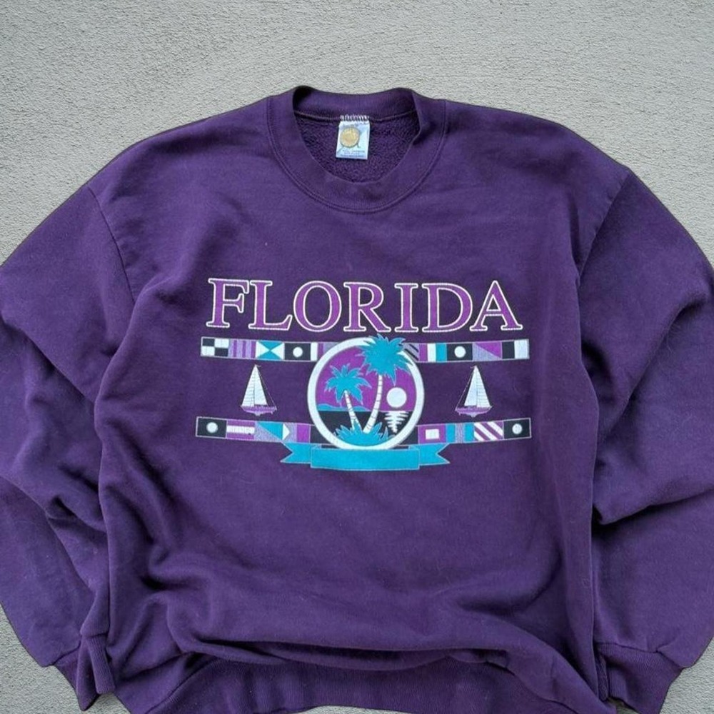 90s Florida Sweatshirt with graphic featuring the word 'FLORIDA'